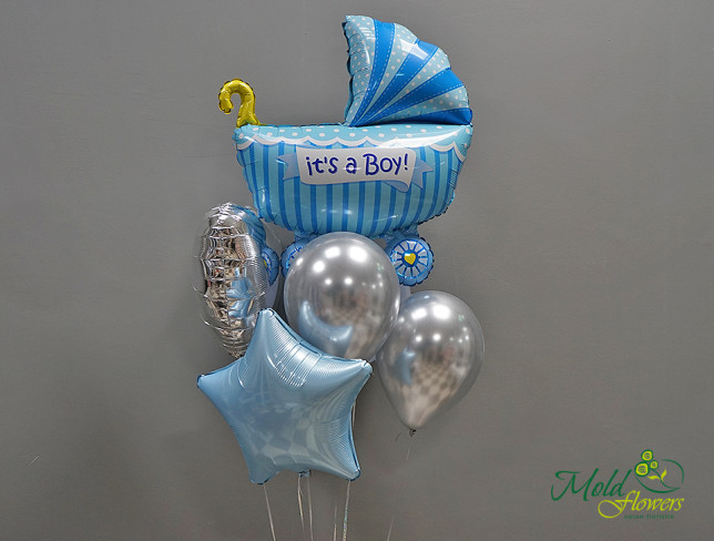 Set of Blue and Silver Balloons "It's a Boy" photo